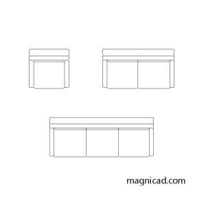 소파  평면 캐드블럭 cad block    f-so-pc002