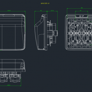 방우형콘센트4구 캐드도면